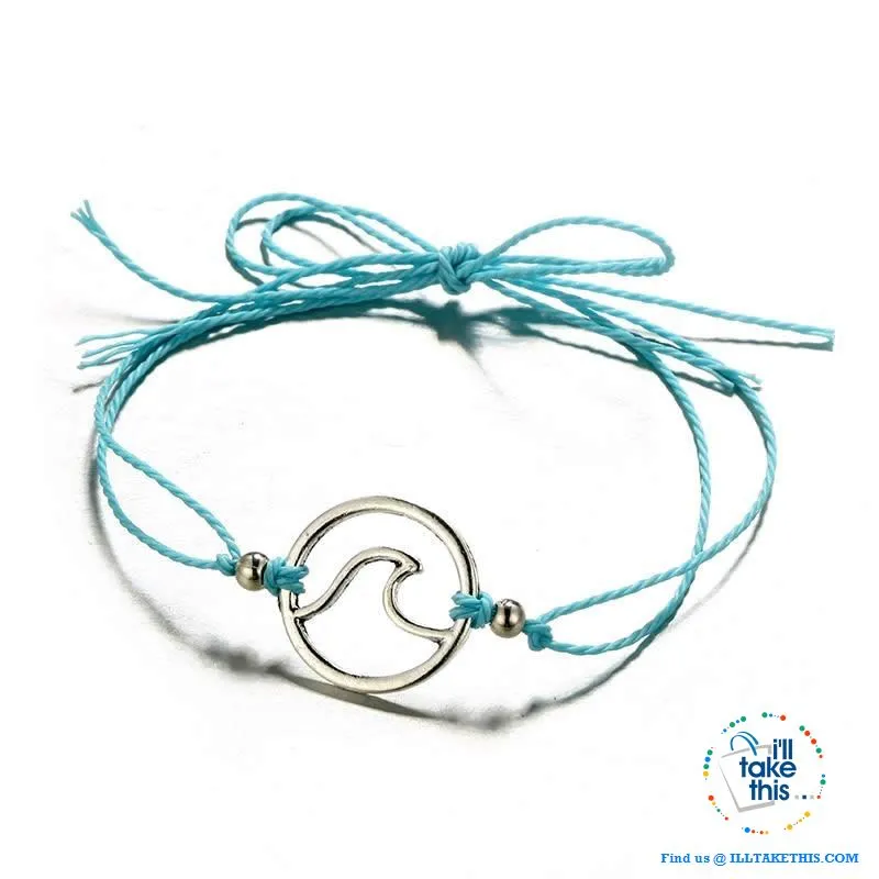 Shabby Chic Wave Bracelet/Anklets for Women Girl - 4 Color Rope options