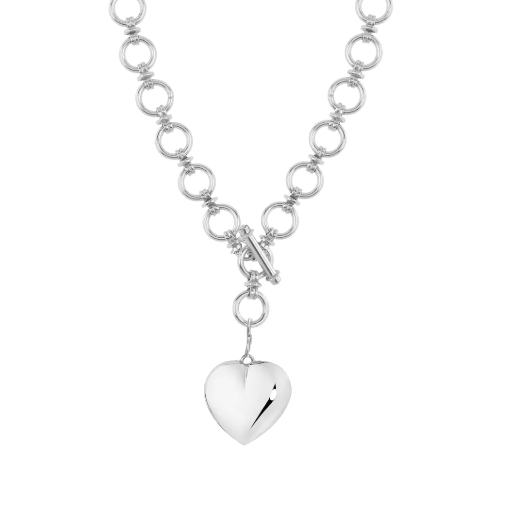 Silver Puffy Heart Charm