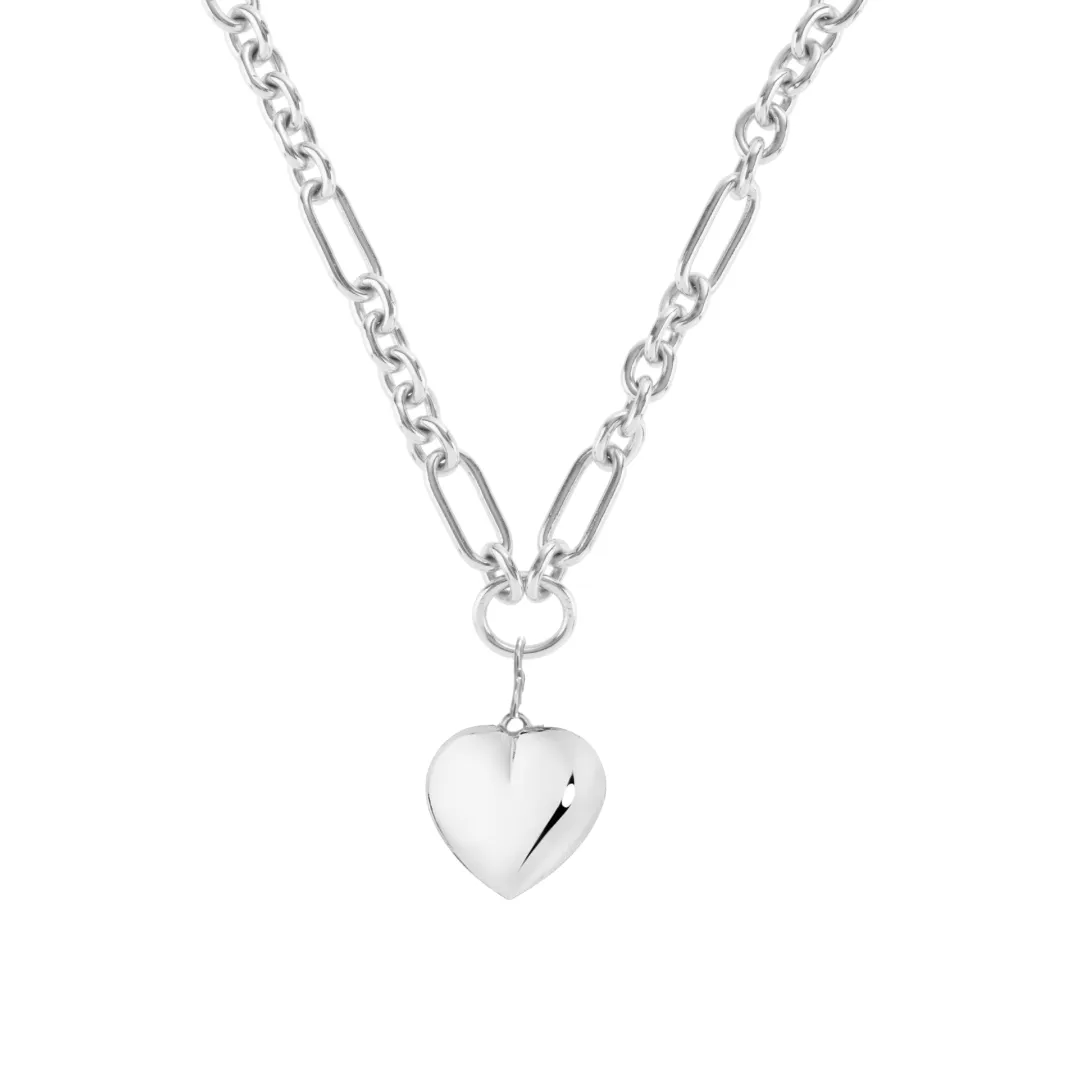 Silver Puffy Heart Charm