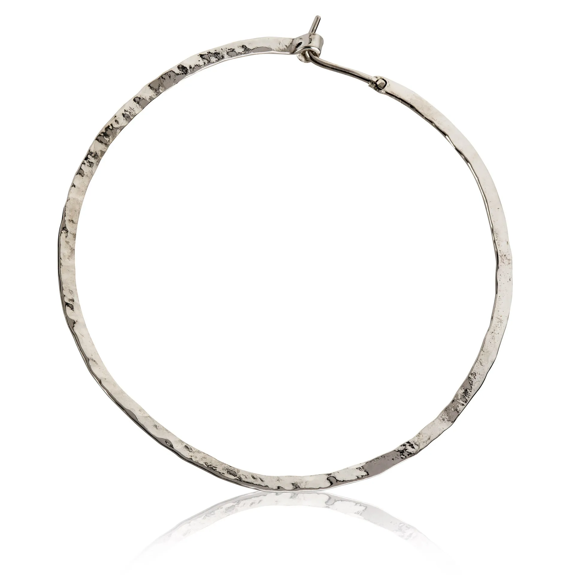 Sterling Silver Hammered Hoop Earrings 2.5 inch