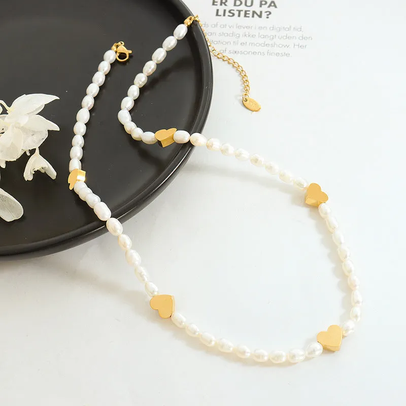Sweet Pearl Heart Necklace