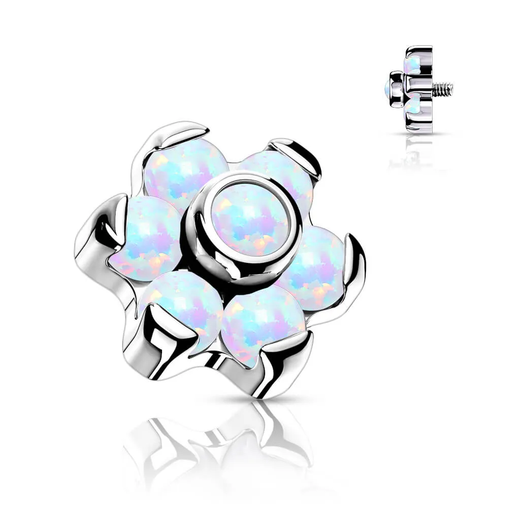 Titanium Top Flower Opal Internally Threaded