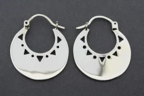 triangle & dot cutout basket hoop - sterling silver