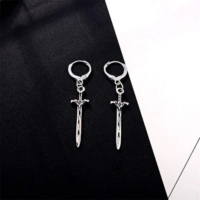 Vintage Europe Sword Weapon Hoop EarrRings Round Gold/SilverBohemian Earring WomBoho Small Metal Earrings