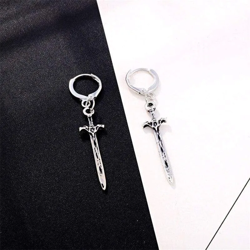 Vintage Europe Sword Weapon Hoop EarrRings Round Gold/SilverBohemian Earring WomBoho Small Metal Earrings