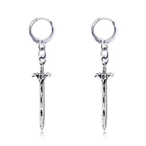 Vintage Europe Sword Weapon Hoop EarrRings Round Gold/SilverBohemian Earring WomBoho Small Metal Earrings