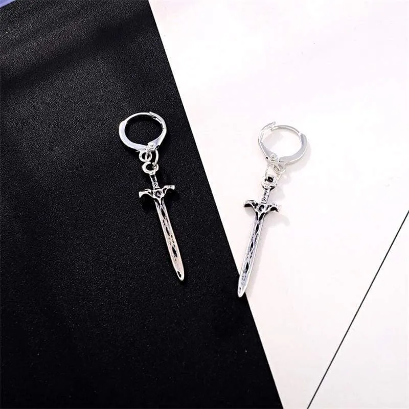 Vintage Europe Sword Weapon Hoop EarrRings Round Gold/SilverBohemian Earring WomBoho Small Metal Earrings