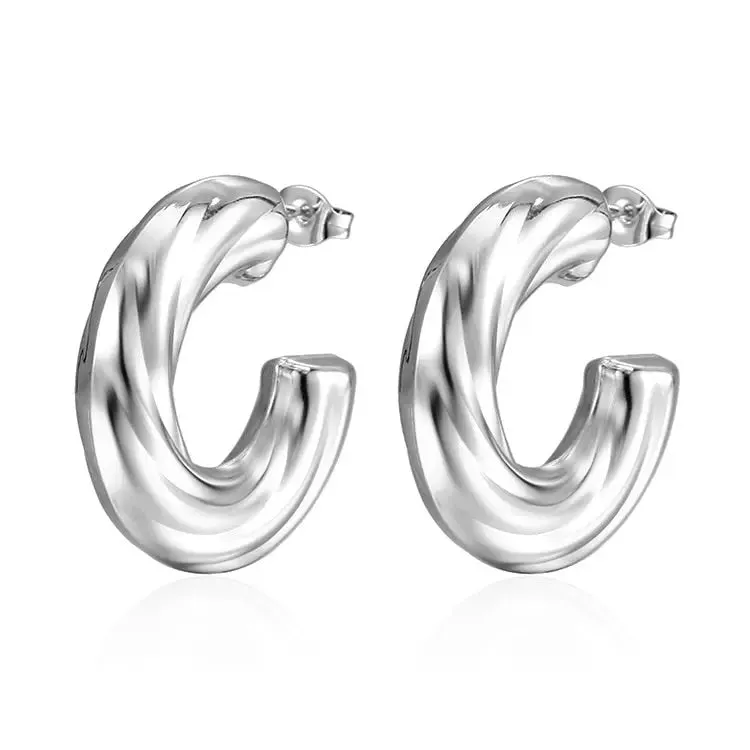 Vintage Stainless Square & Circle Hoop Earrings