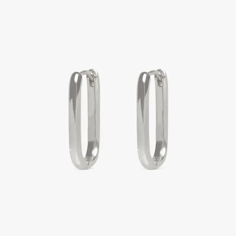 Vintage Stainless Square & Circle Hoop Earrings