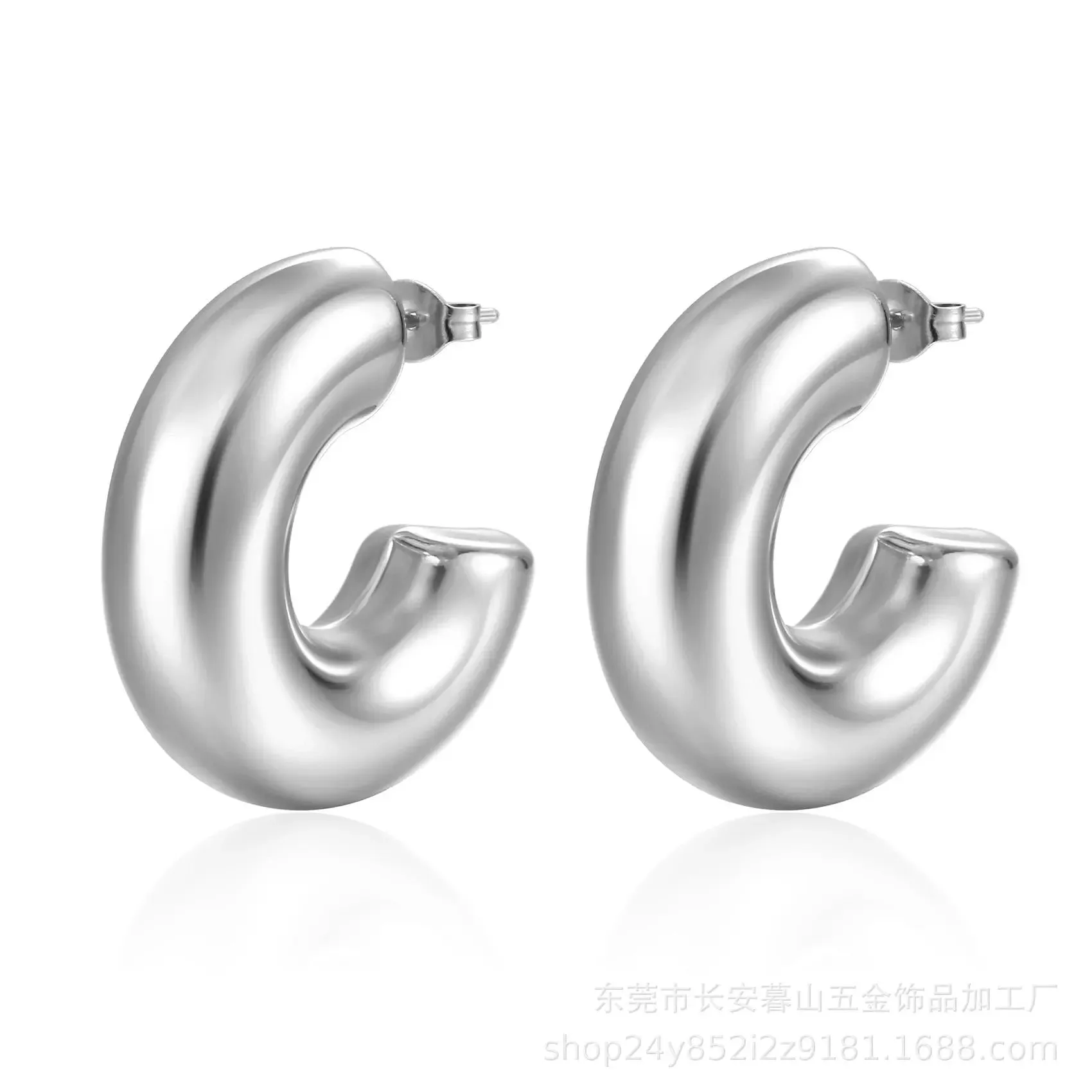 Vintage Stainless Square & Circle Hoop Earrings