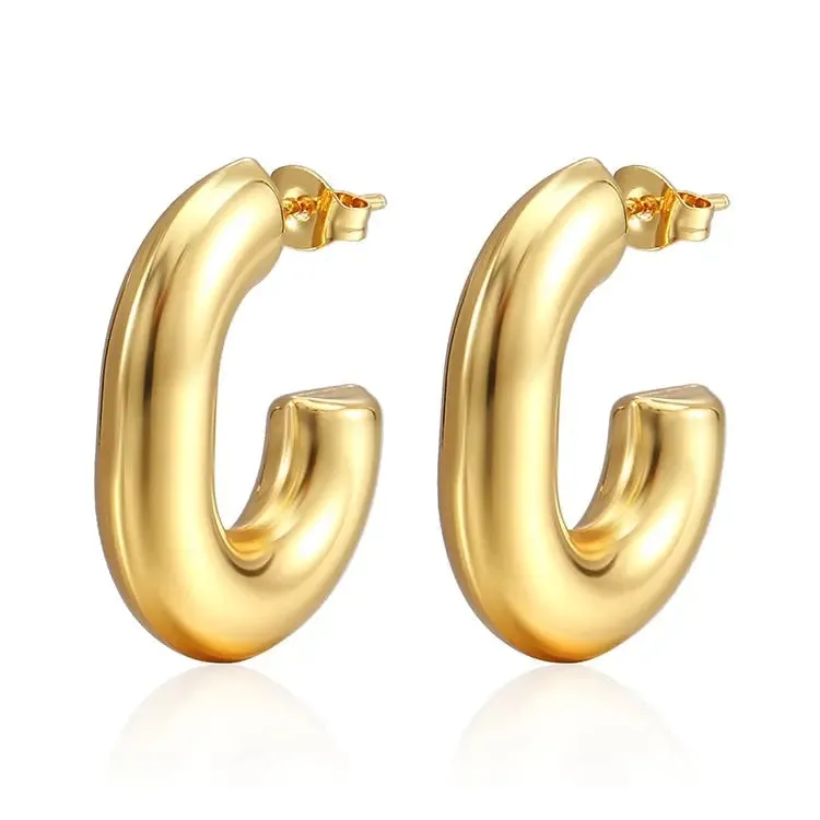 Vintage Stainless Square & Circle Hoop Earrings