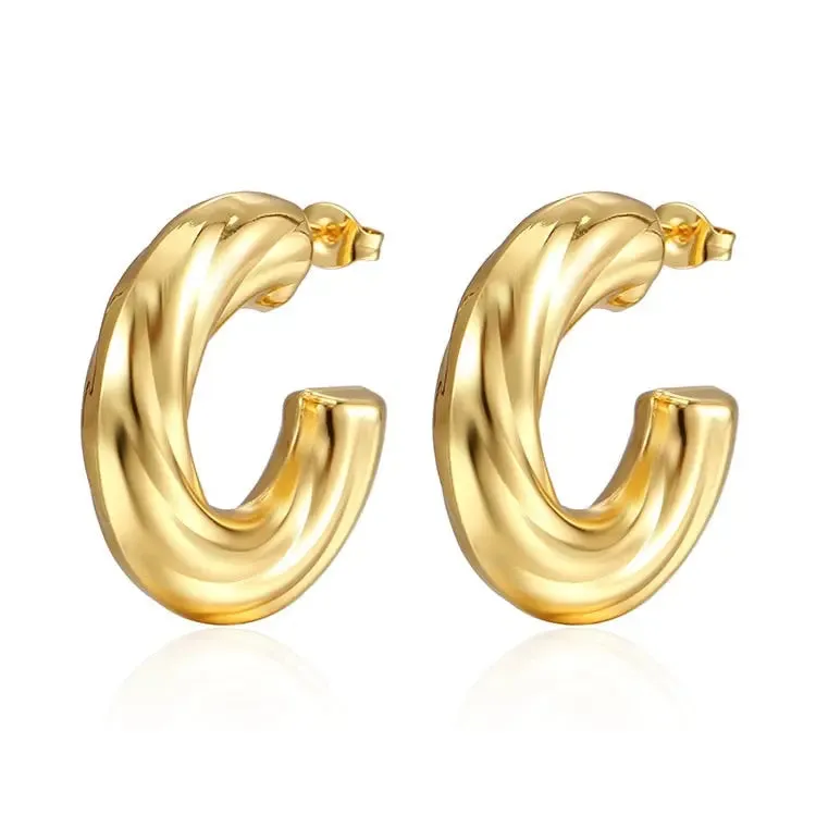 Vintage Stainless Square & Circle Hoop Earrings