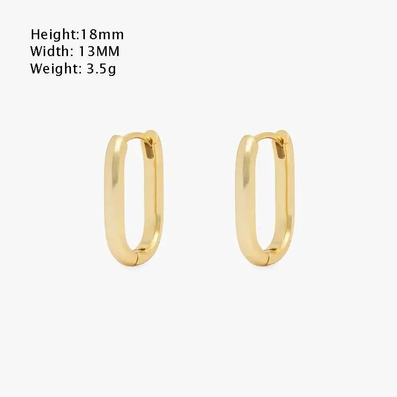 Vintage Stainless Square & Circle Hoop Earrings