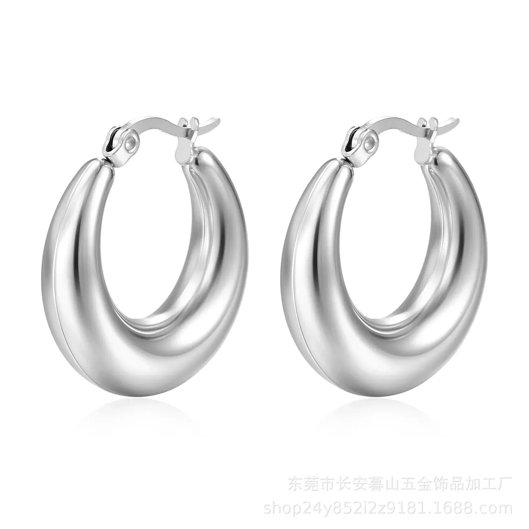 Vintage Stainless Square & Circle Hoop Earrings