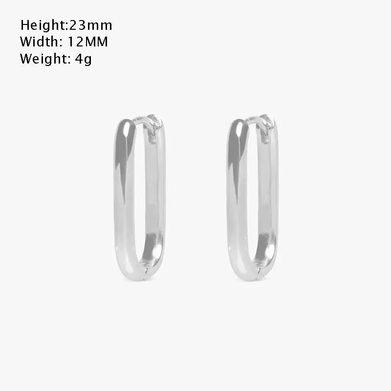 Vintage Stainless Square & Circle Hoop Earrings