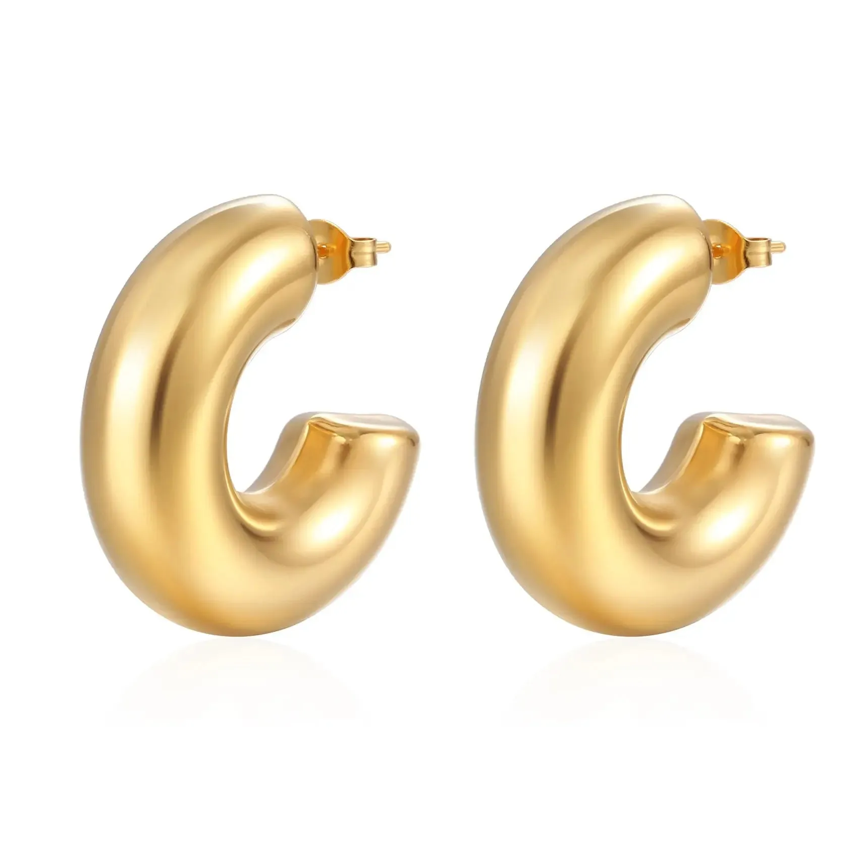 Vintage Stainless Square & Circle Hoop Earrings