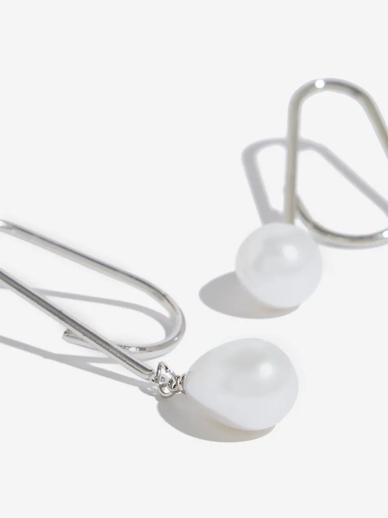 Westside Accessories Silver Pearl Drop Earrings