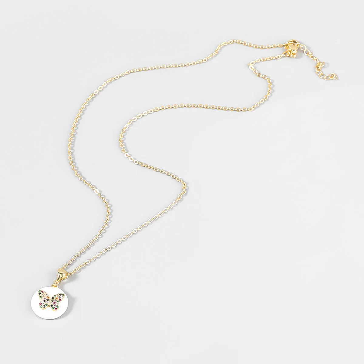 Wholesale Copper Rhinestone Imitation Pearl Butterfly Necklace JDC-NE-JL173