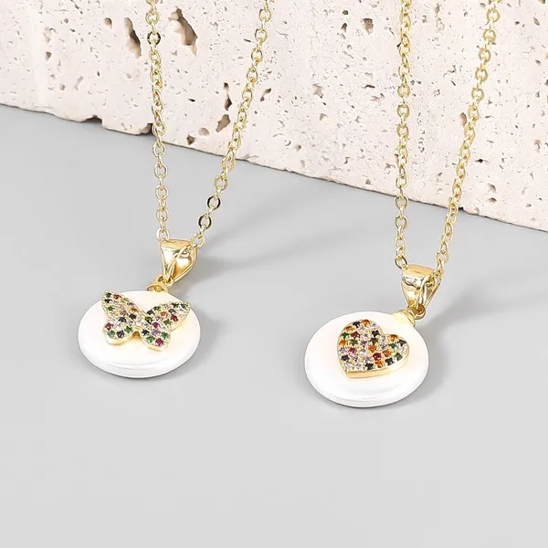 Wholesale Copper Rhinestone Imitation Pearl Butterfly Necklace JDC-NE-JL173