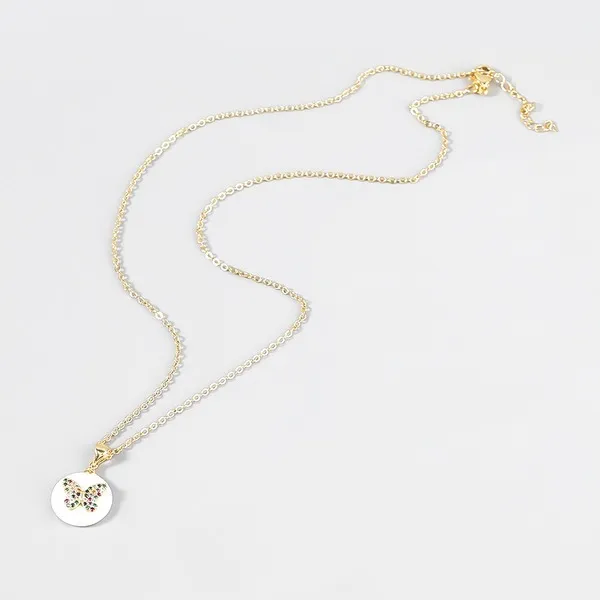 Wholesale Copper Rhinestone Imitation Pearl Butterfly Necklace JDC-NE-JL173
