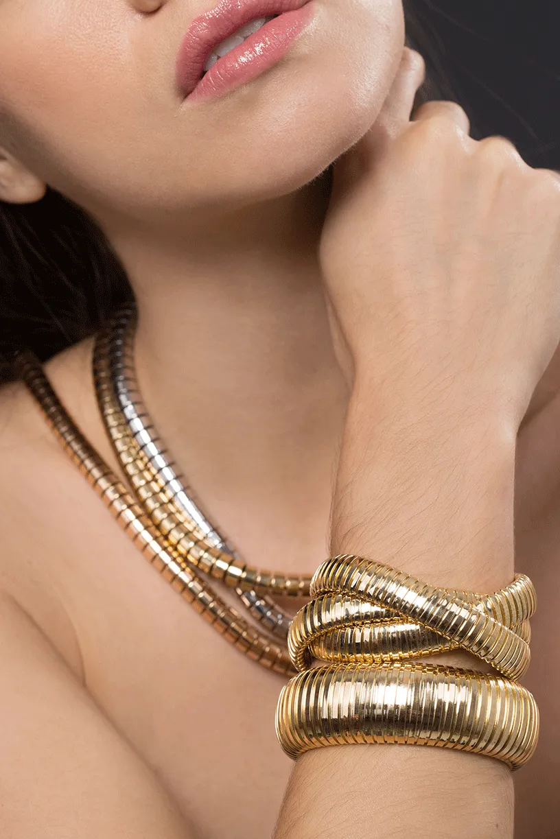 Yellow Gold Domed Cuff Bracelet