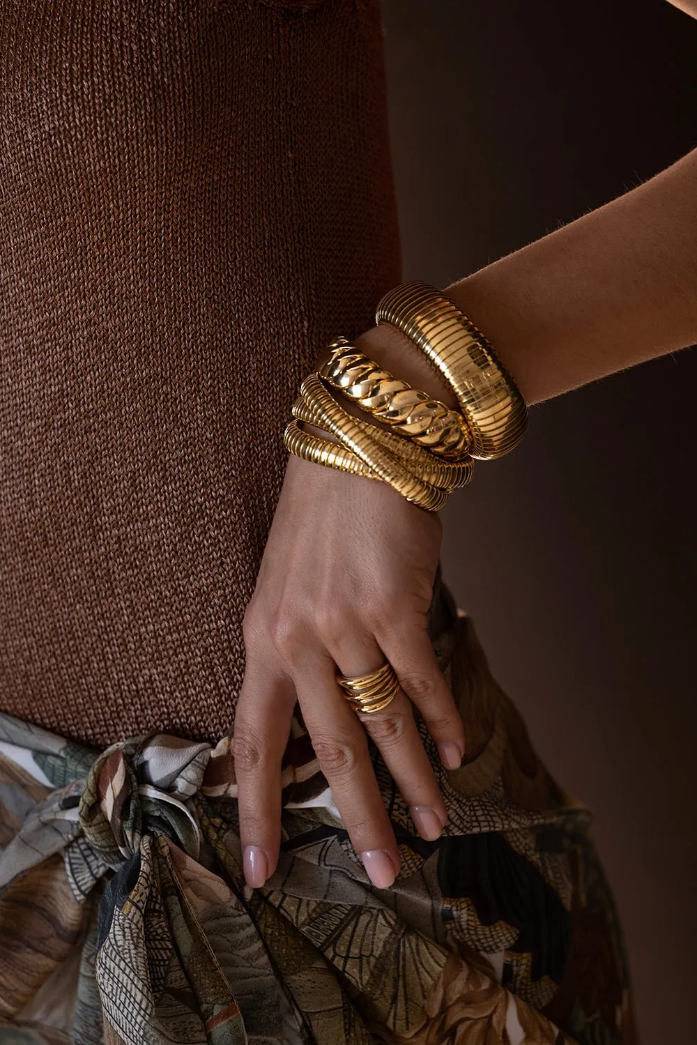 Yellow Gold Domed Cuff Bracelet