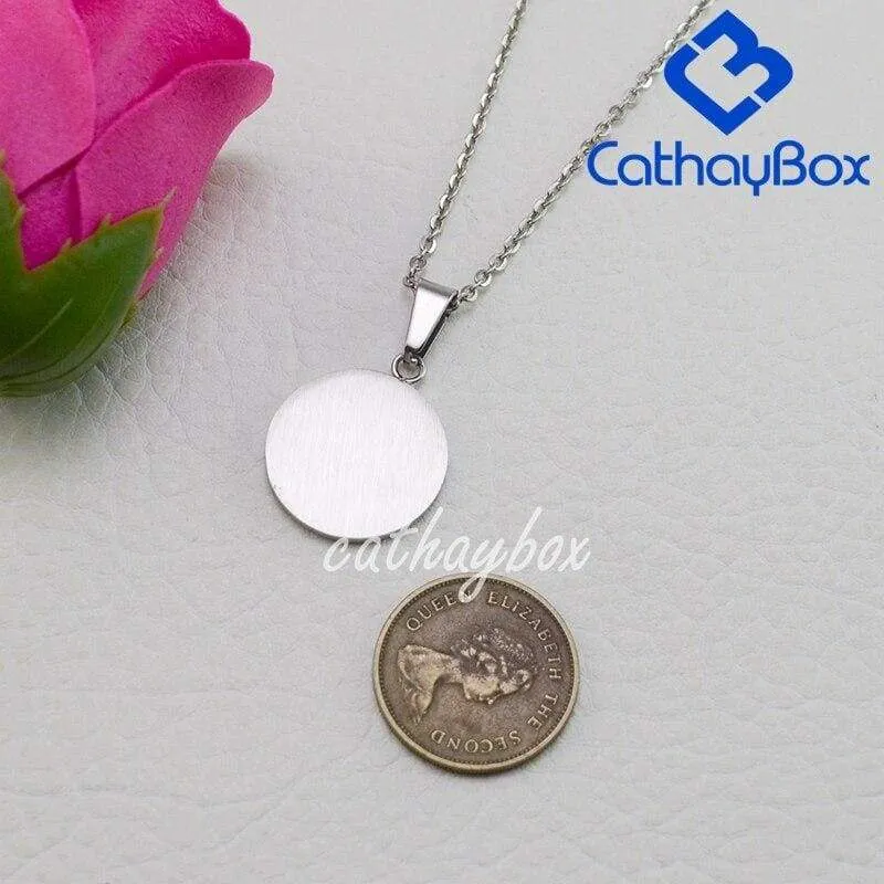 Yin Yang Taichi Pendant Necklace WomSliver Tone Stainless Steel Shell inlaid Charm