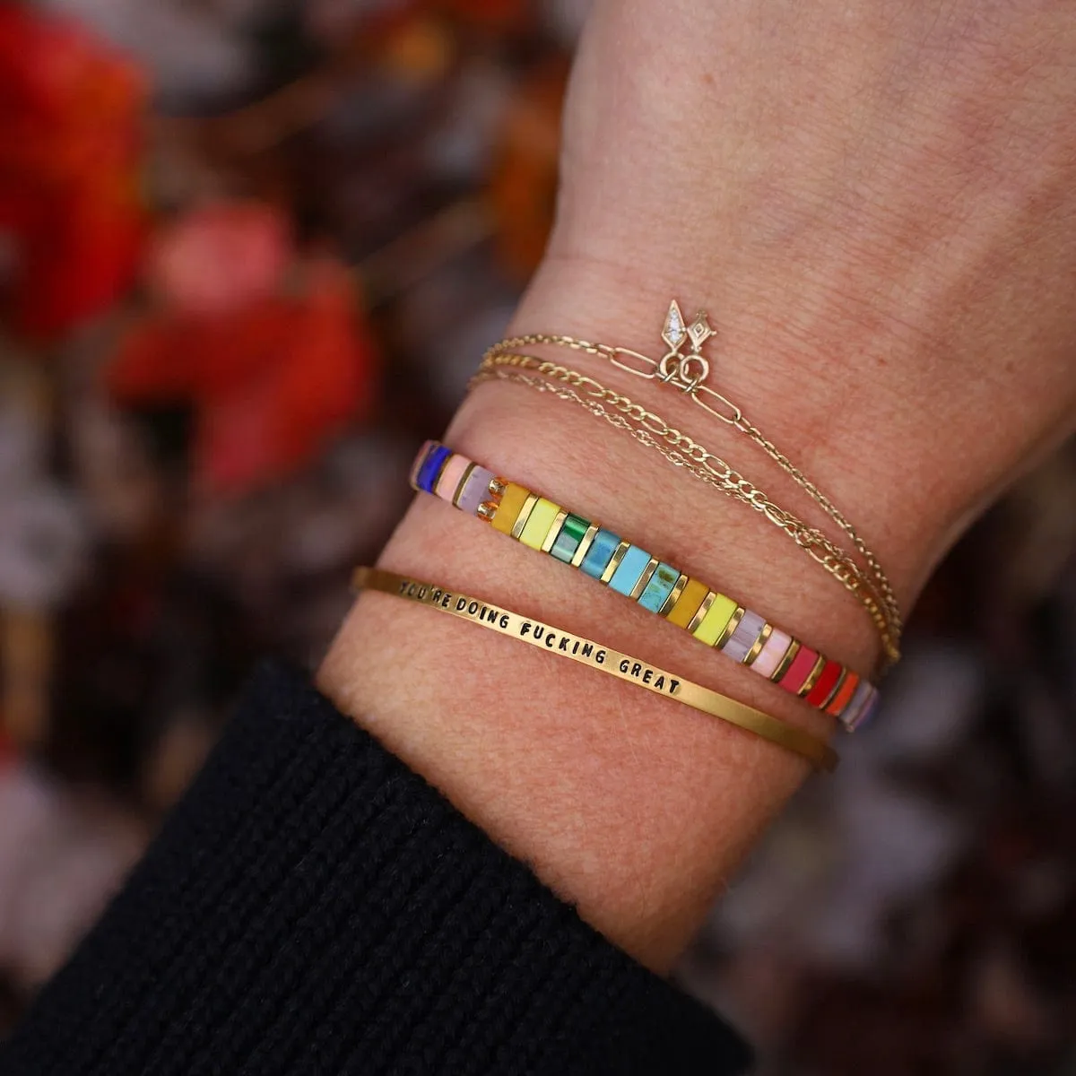 You're Doing F*cking Great Stamped Gold Plated Cuff Bracelet