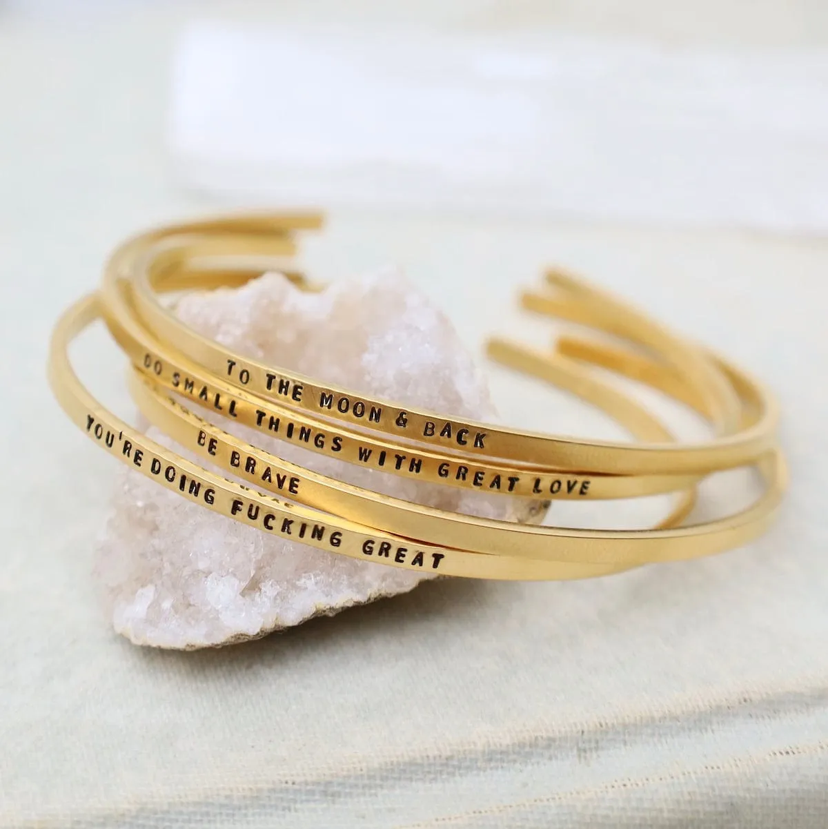 You're Doing F*cking Great Stamped Gold Plated Cuff Bracelet